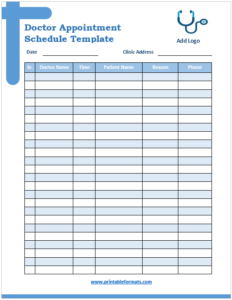 11 Free Appointment Schedule Templates - Printable Formats