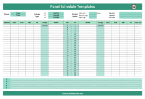 Free Panel Schedule Template - Printable Formats