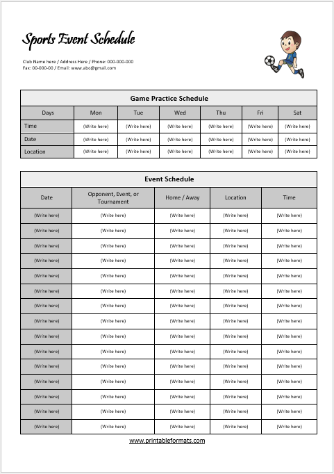 Sports Event Schedule Template 06.