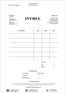Blank Invo Free Blank Invoice Templates - Printable Formats