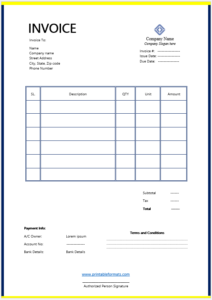 Blank Invo Free Blank Invoice Templates - Printable Formats