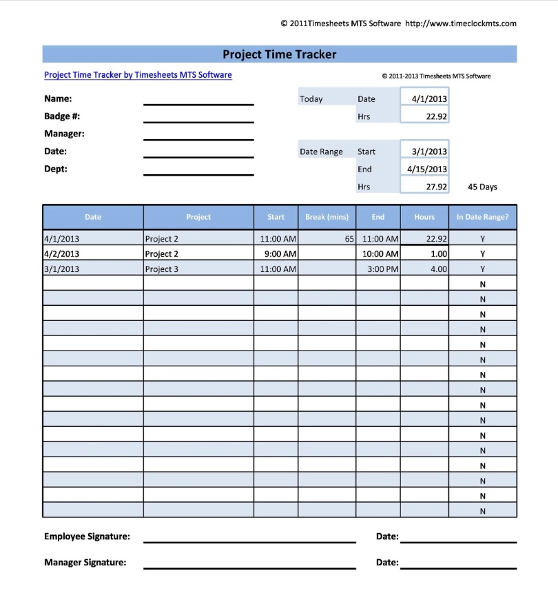 Time Tracking Spreadsheet Template 08