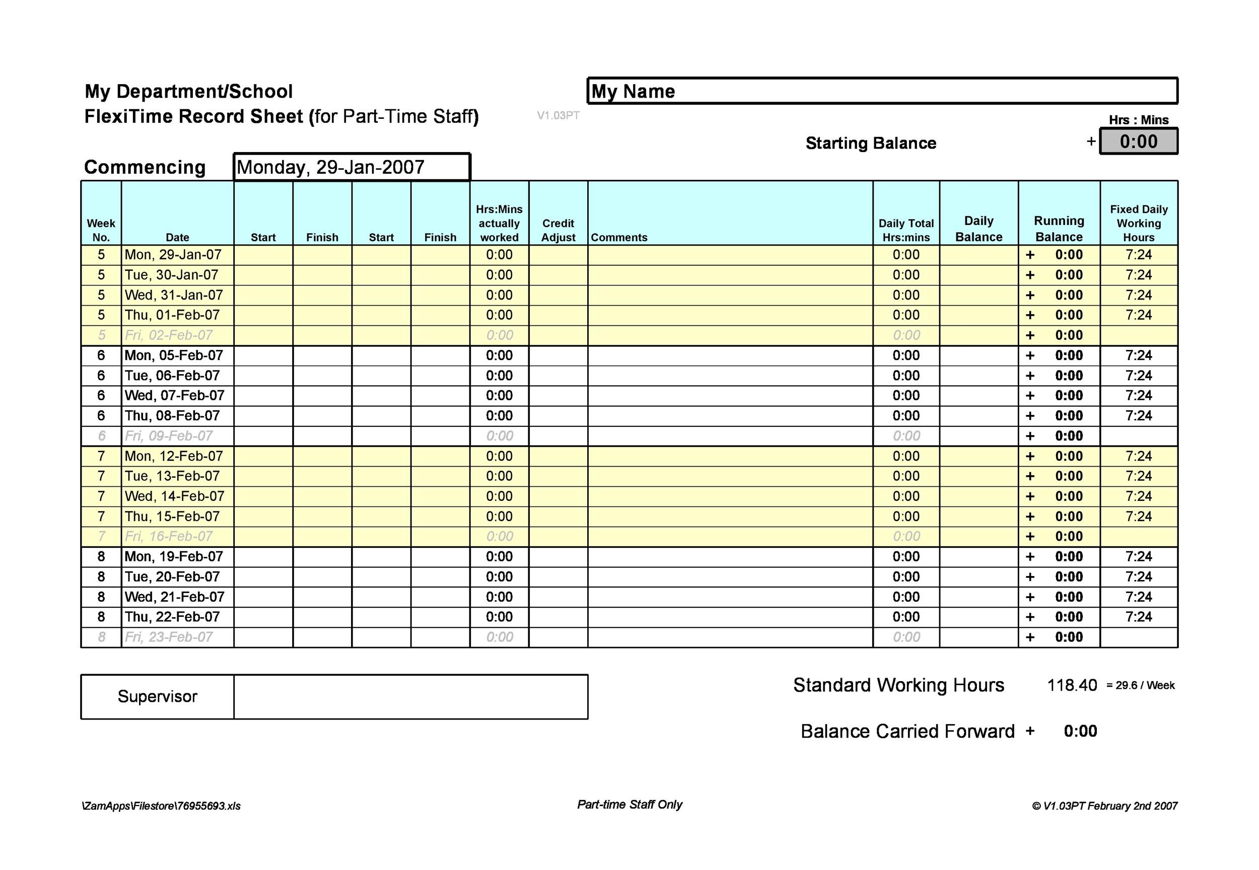 Time Tracking Spreadsheet Template 16