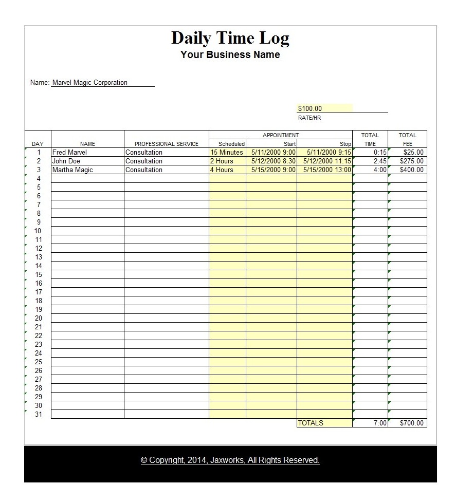 Time Tracking Spreadsheet Template 18